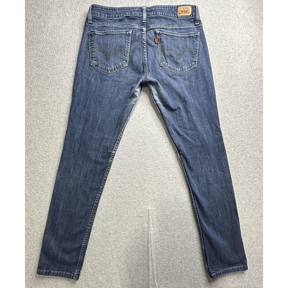 Levis 524 Jeans Womens 11 Medium Blue Too Superlow Skinny Distressed Denim Pants